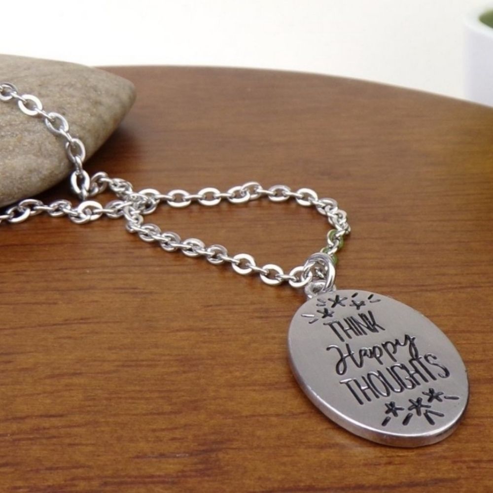 New Think Happy Thoughts Charm Necklace 24$